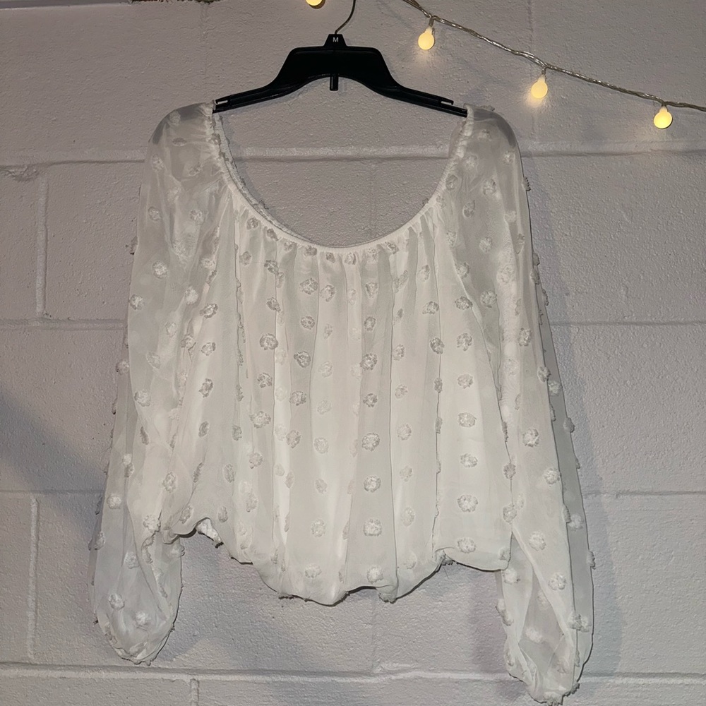 Sheer Flowy White Top- Perfect for Bridal Era XL